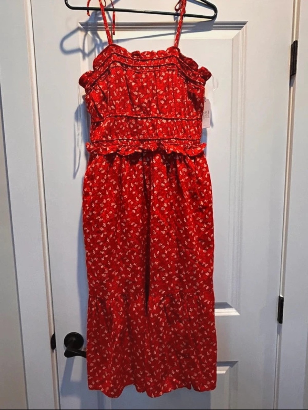 Time and Tru Red Floral Strapless Sundress